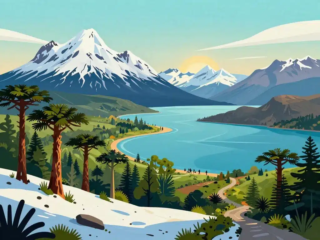 Paysage Araucanie lacs volcans forêts