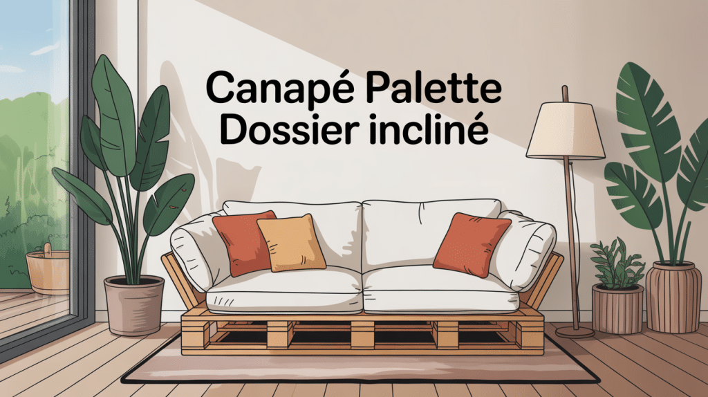 illustration canapé palette dossier incliné ambiance cosy