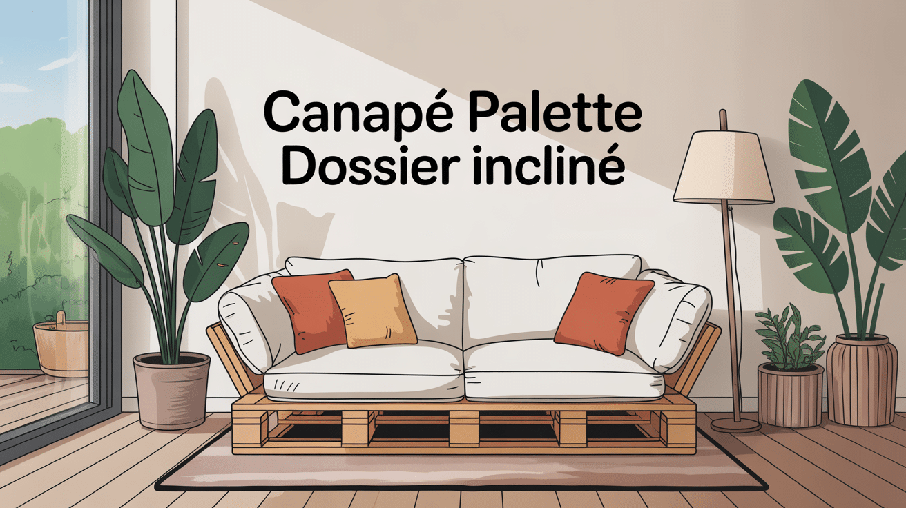 illustration canapé palette dossier incliné ambiance cosy