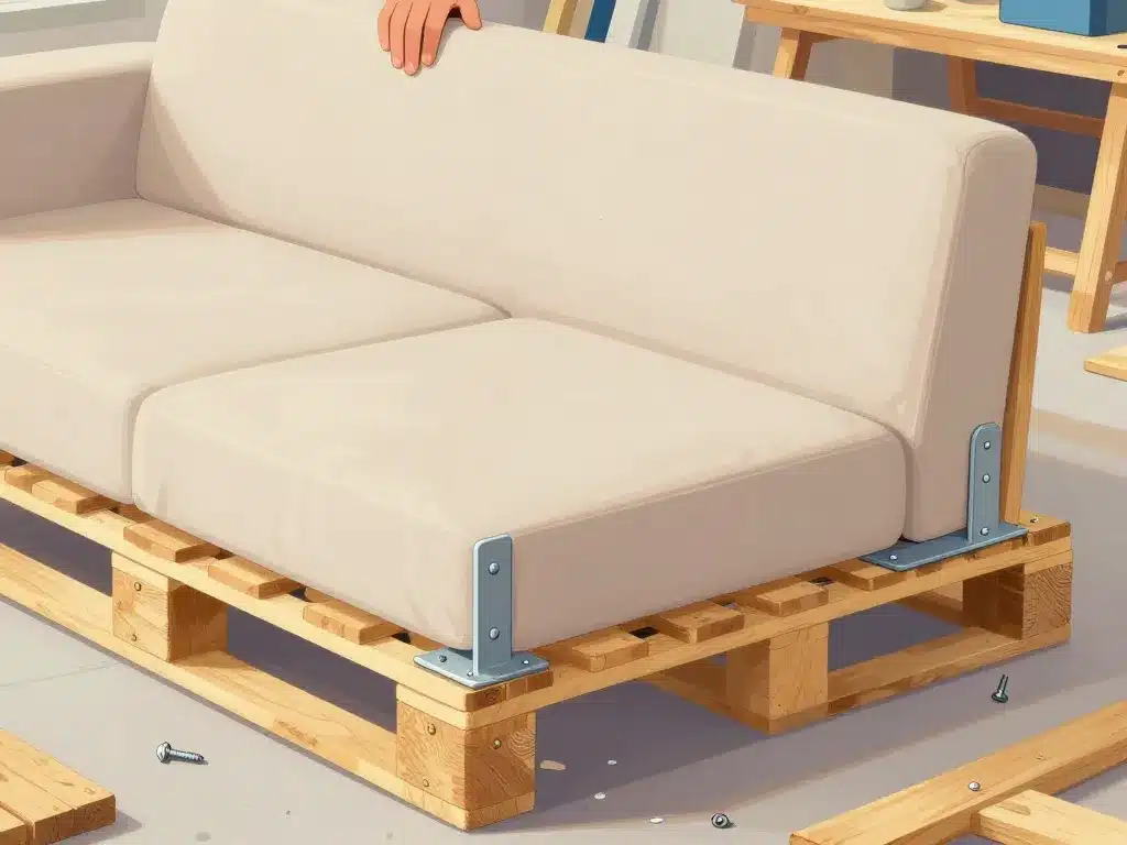 structure fixation canapé palette dossier incliné plan