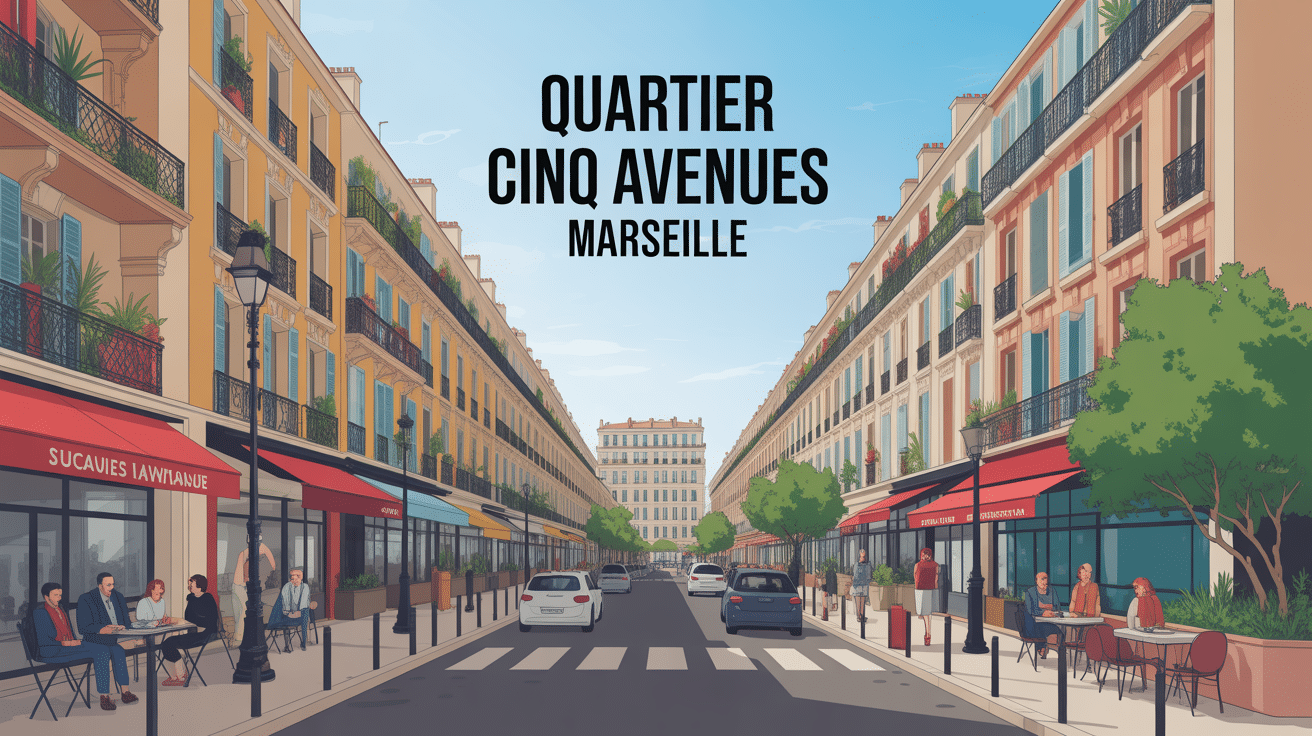 Vue stylisée du quartier cinq avenues Marseille