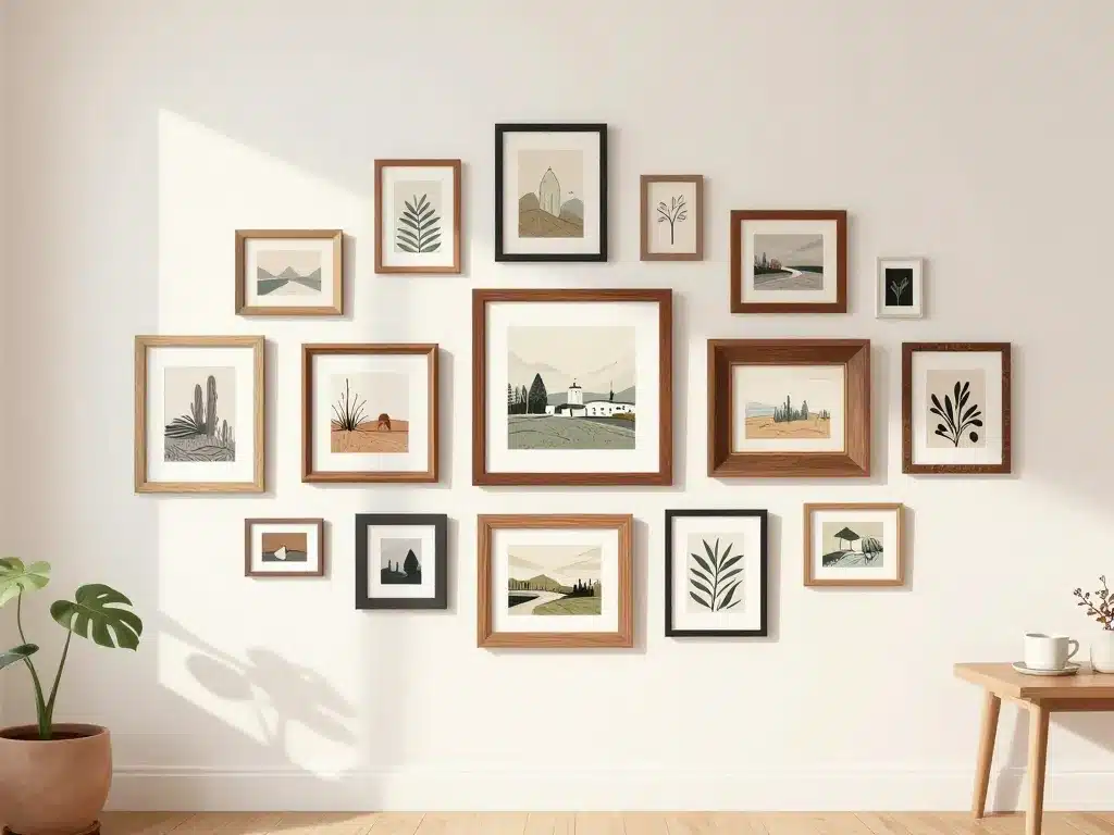 disposition esthétique mur cadre photo salon moderne