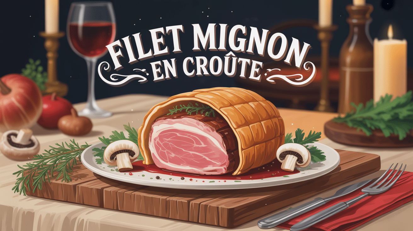 filet mignon en croute doré sur table de fête