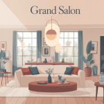 Illustration d'un grand salons moderne spacieux et convivial