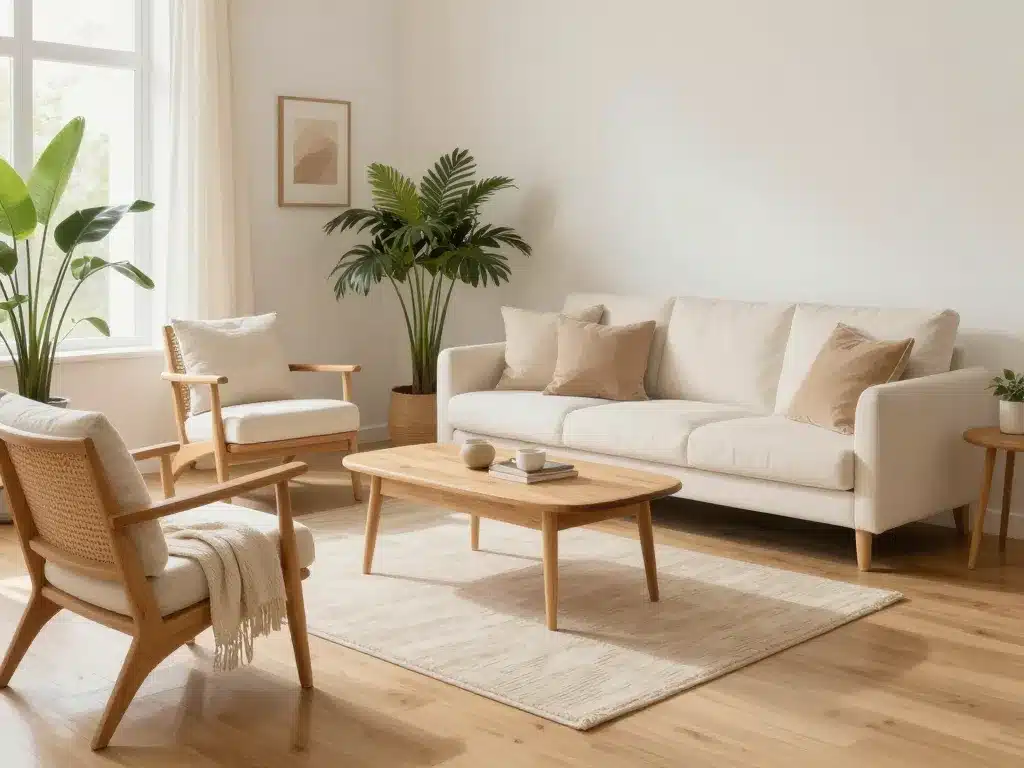 Maisons blanche salon bois textiles lumière