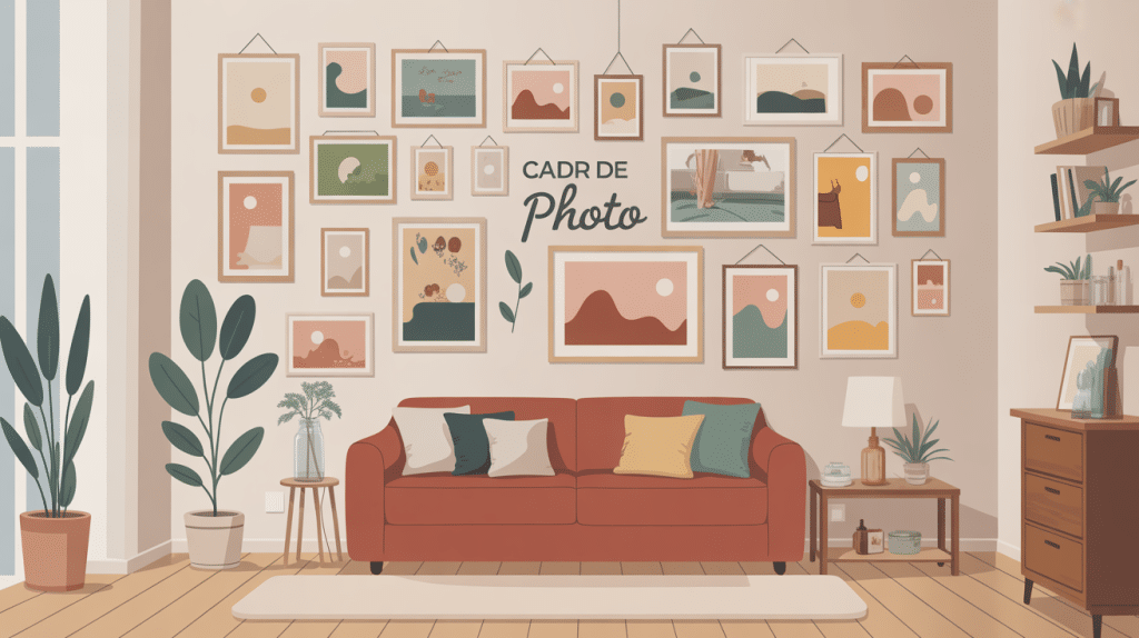 mur cadre photo dans un intérieur contemporain design ambiance chaleureuse