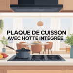 plaque de cuisson avec hotte intégrée avis vue d'ensemble cuisine épurée