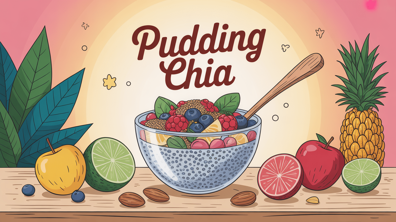 Pudding chia dans un bol avec fruits frais, noix et graines