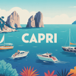 Panorama été que visiter ile de Capri illustration