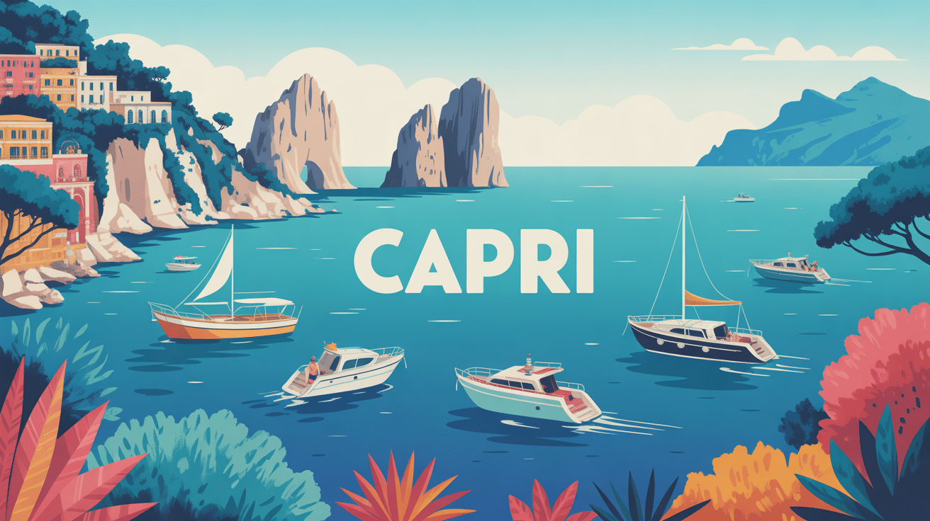 Panorama été que visiter ile de Capri illustration