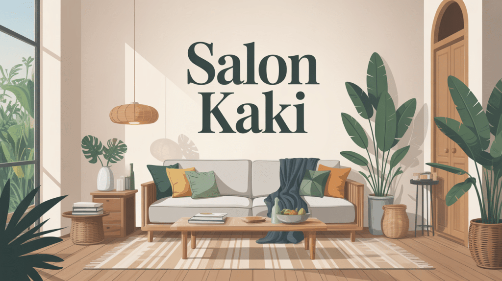Salon kaki contemporain illustration centrale