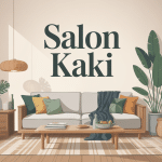 Salon kaki contemporain illustration centrale
