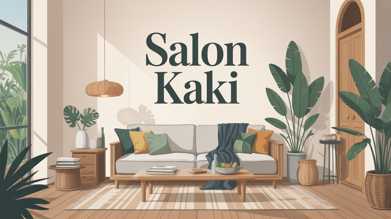 Salon kaki contemporain illustration centrale
