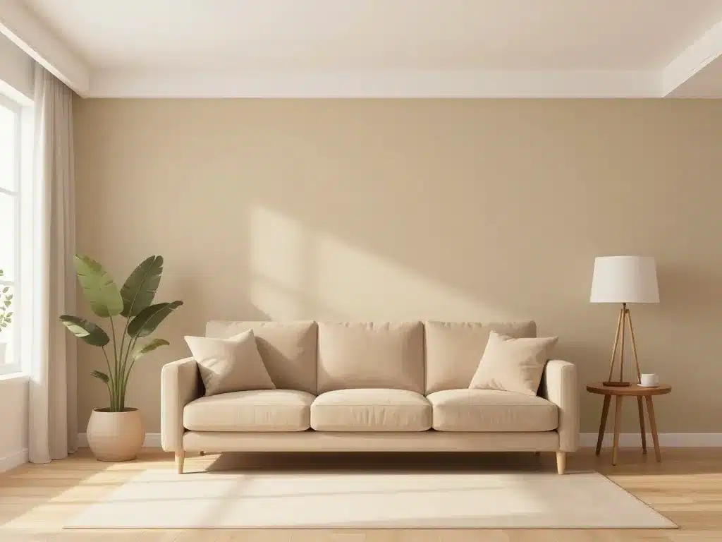 Salon kaki mur khaki et canapé illustration