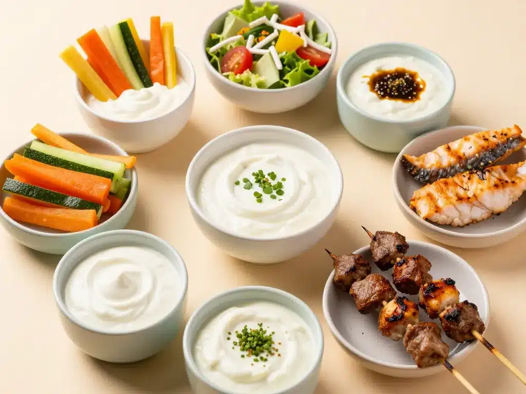 Sauces au yaourt différentes variantes plats