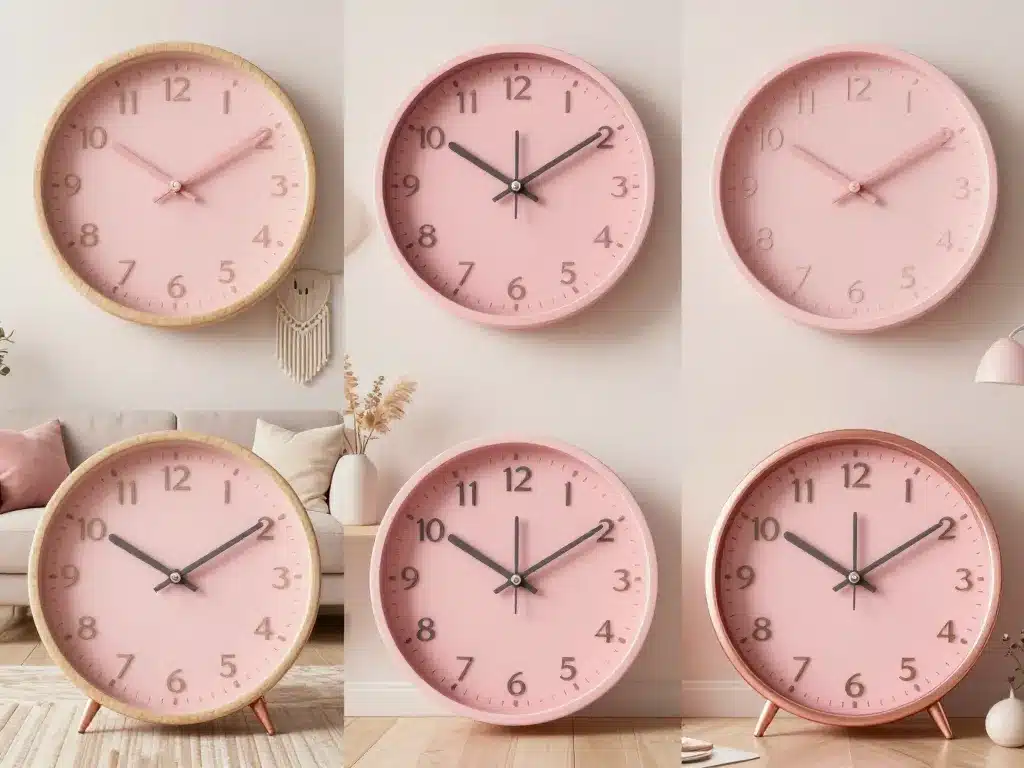 Horloges roses styles scandinave bohème glam minimaliste