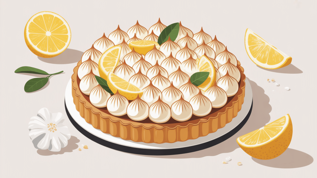 Illustration de tarte citron meringuée Cyril Lignac sur fond élégant