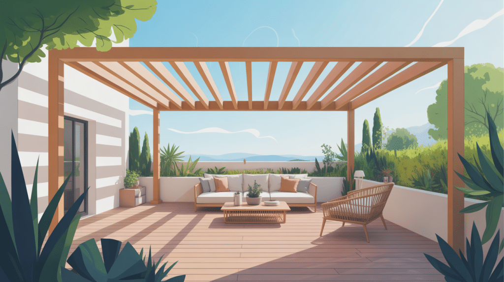 Visuel toiture pergola bioclimatique terrasse moderne