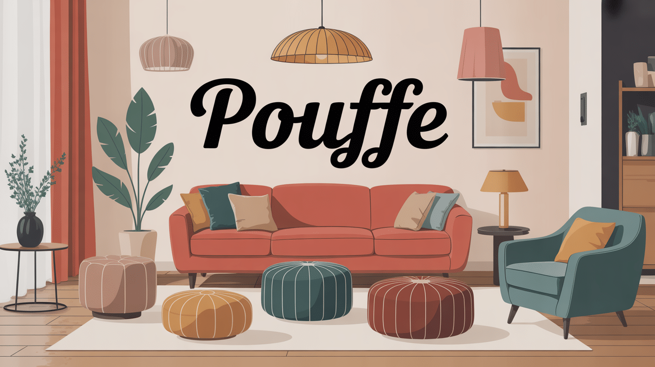 Un pouffe décoratif dans un salon contemporain