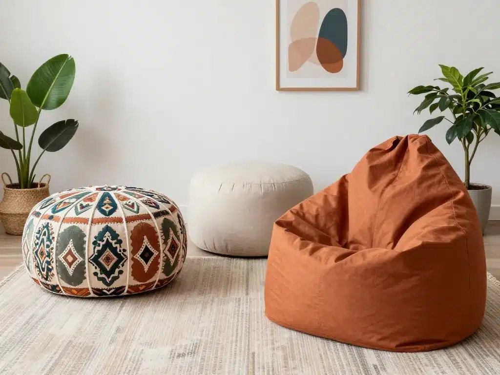 Un pouffe différents styles déco pour le salon