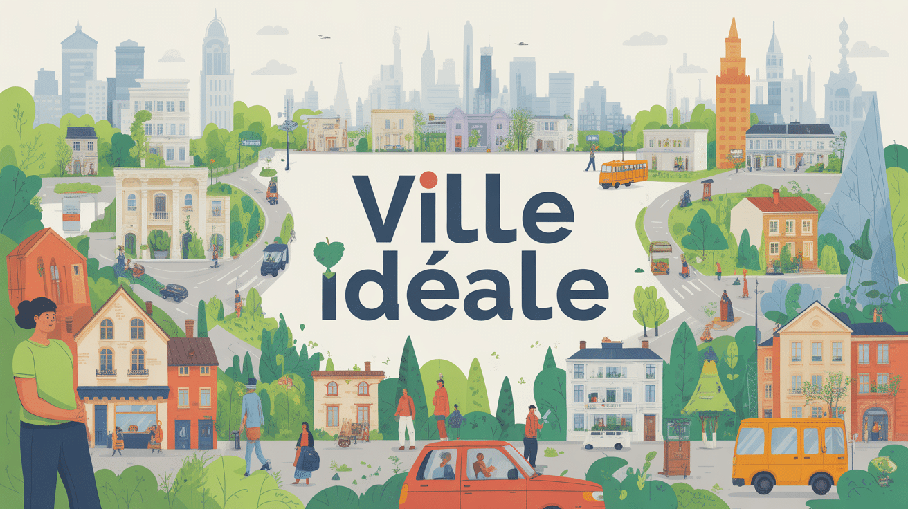 Vue d'ensemble ville idéale moderne verte et vivante