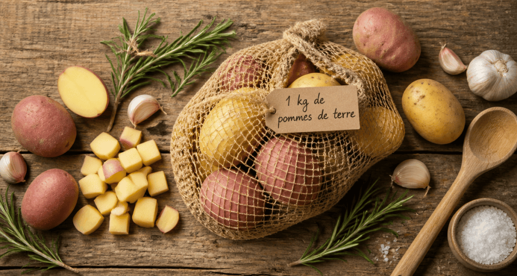 1 kg de pommes de terre Agata et Nicola sur planche