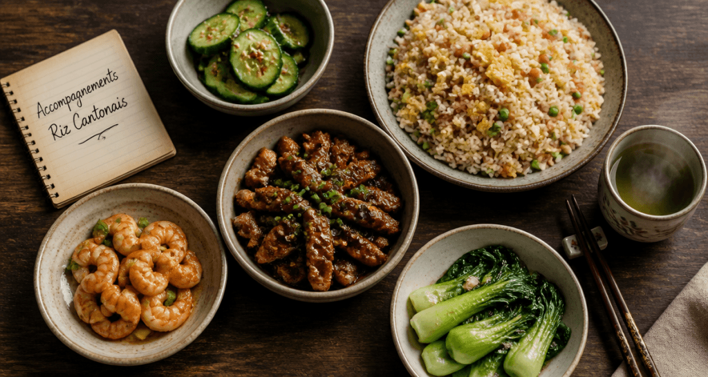 accompagnement riz cantonais avec protéines et légumes