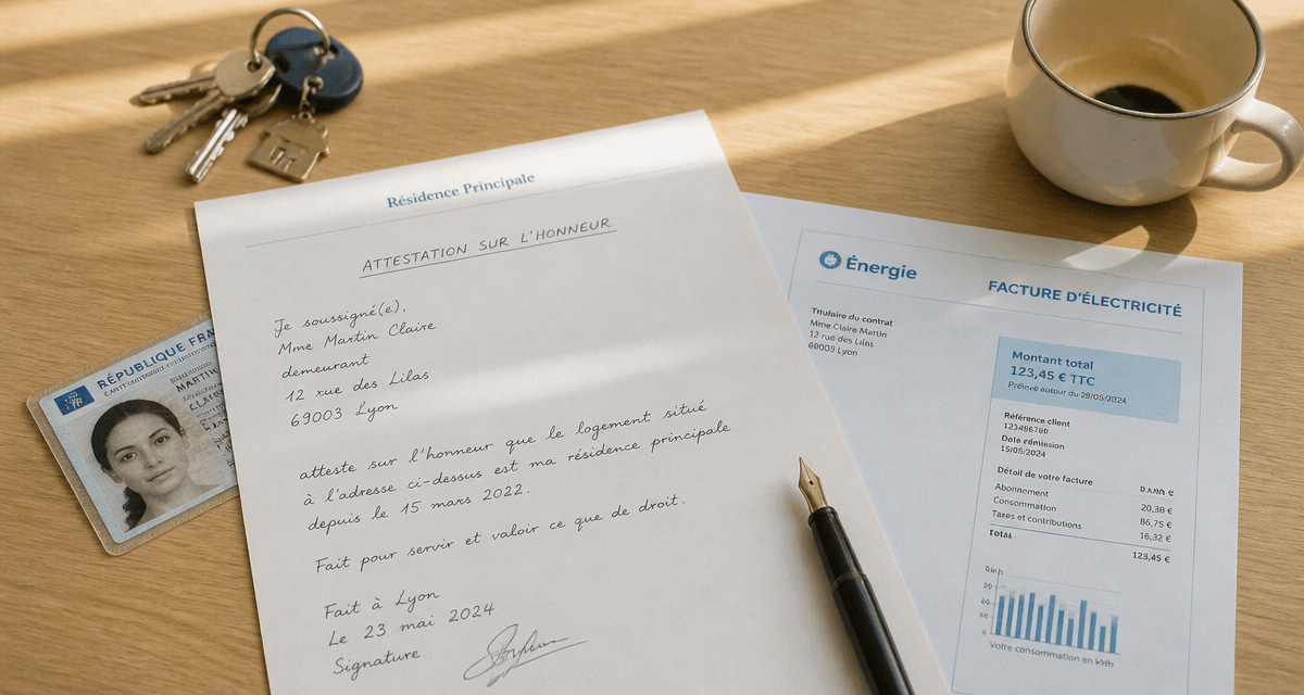 attestation sur l honneur residence principale sur bureau