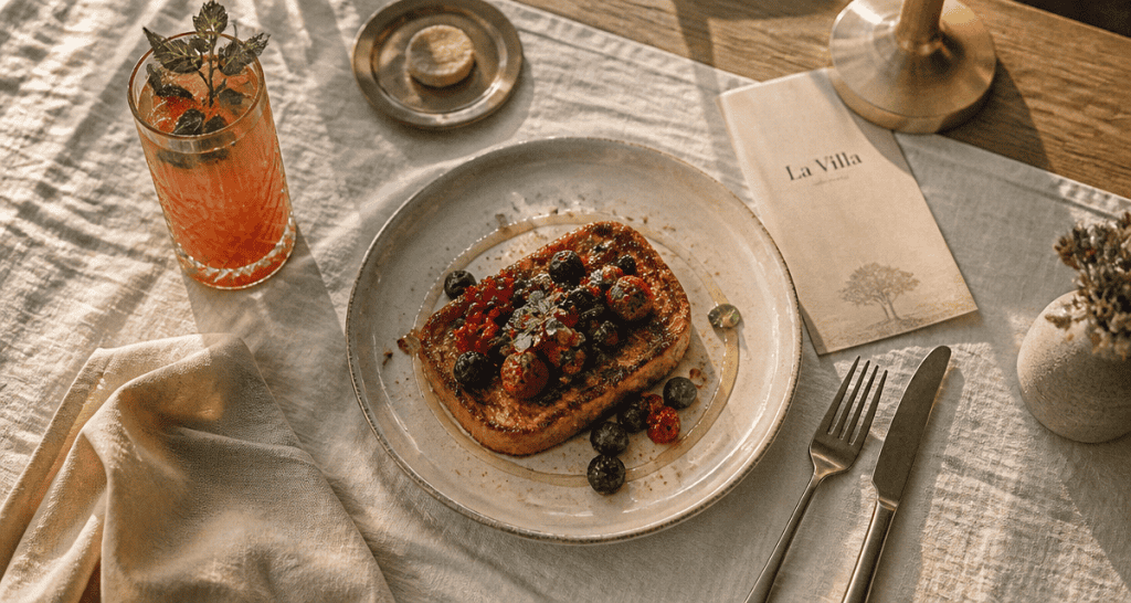 avis sur restaurant la villa table et plat gourmand