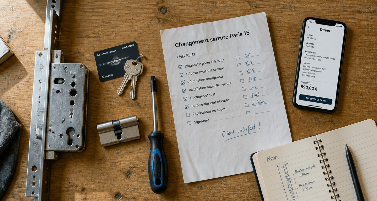 changement serrure paris 15 outils devis