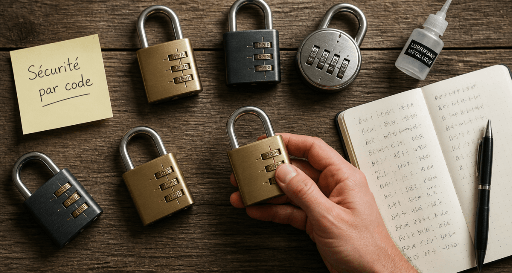 code cadenas combinaison main carnet