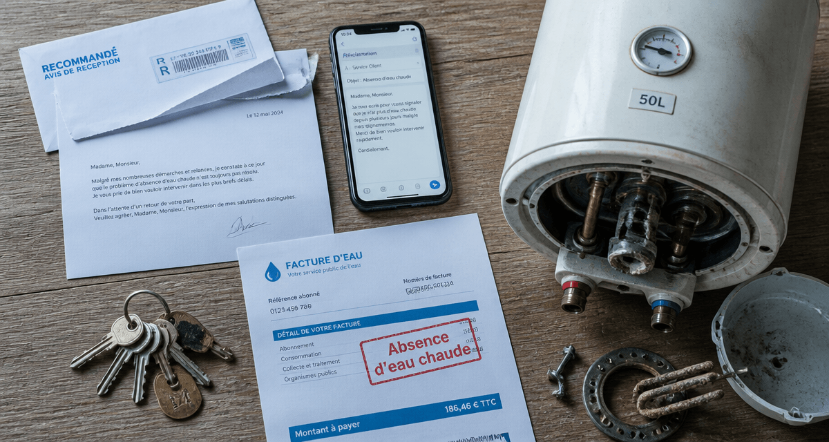 dédommagement pour absence d'eau chaude table facture