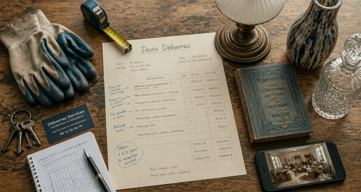 devis debarras sur bureau avec objets