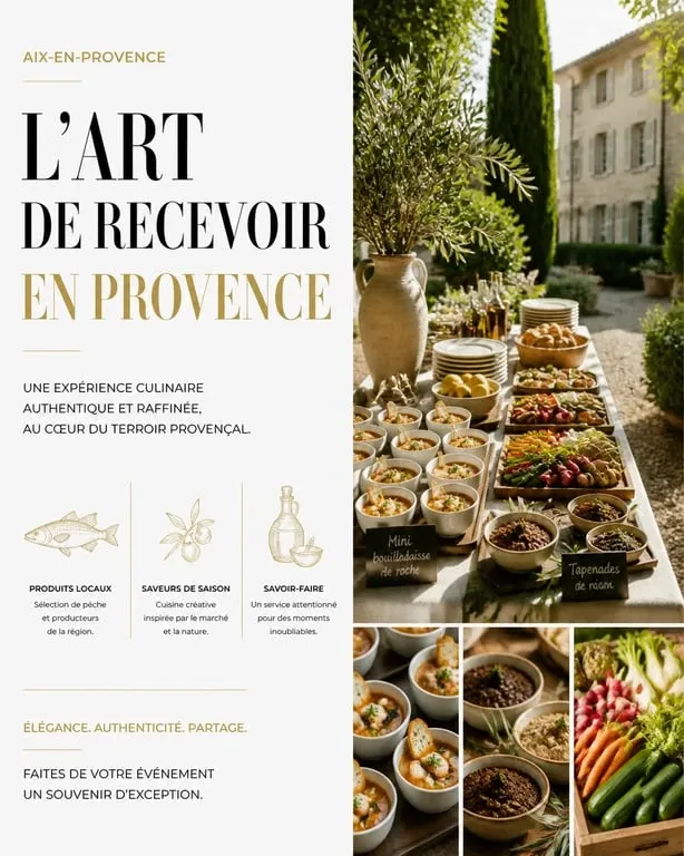 Buffet traiteur élégant pour événement à Aix-en-Provence avec spécialités locales