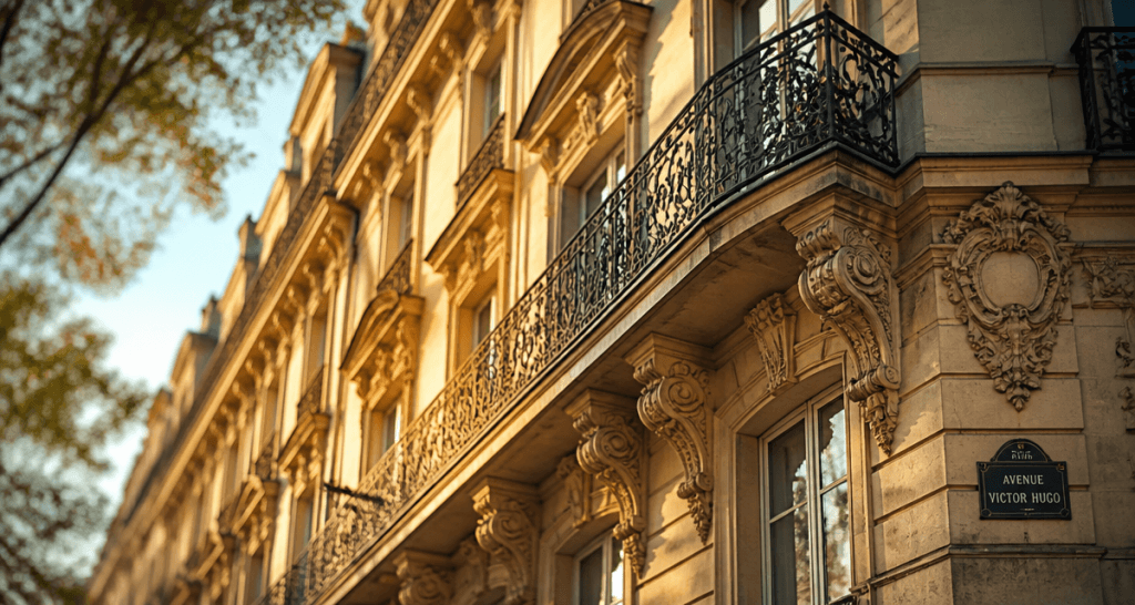 façade haussmannienne en pierre de taille et balcons fer forgé