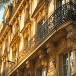 façade haussmannienne en pierre de taille et balcons fer forgé