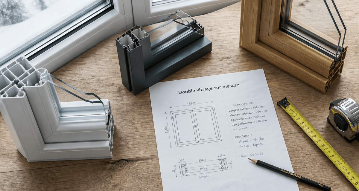 fenetre double vitrage sur mesure échantillons et prise de mesures