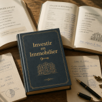 immobilier livre sur bureau avec café et clés