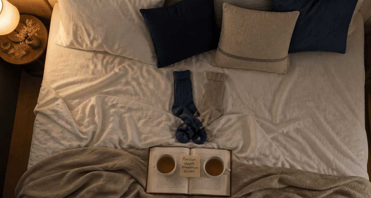 position couple amoureux dormir chaussettes entrelacées