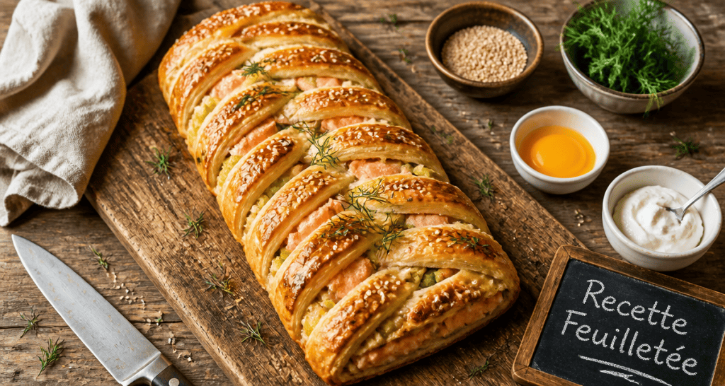 recette avec de la pate feuilletee feuilleté saumon poireaux