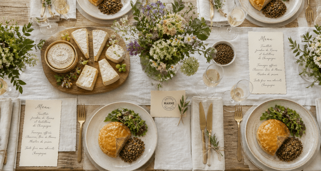 Traiteur dans la Marne table dressée avec spécialités