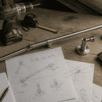 Tringle rideau sous pente, supports et outils atelier