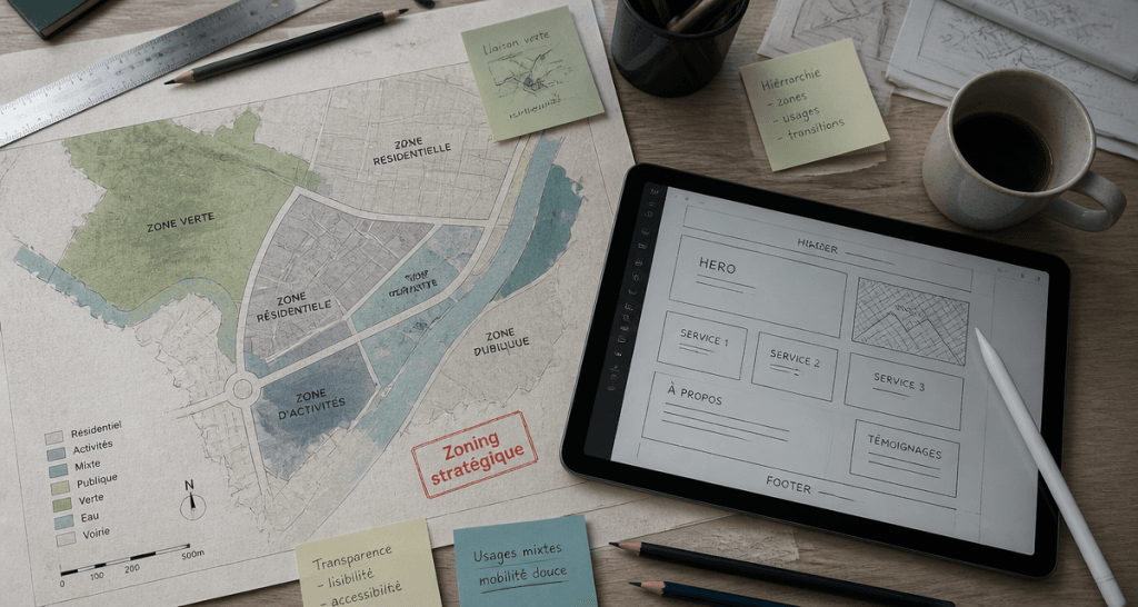 zonings urbains et digitaux sur bureau architecte