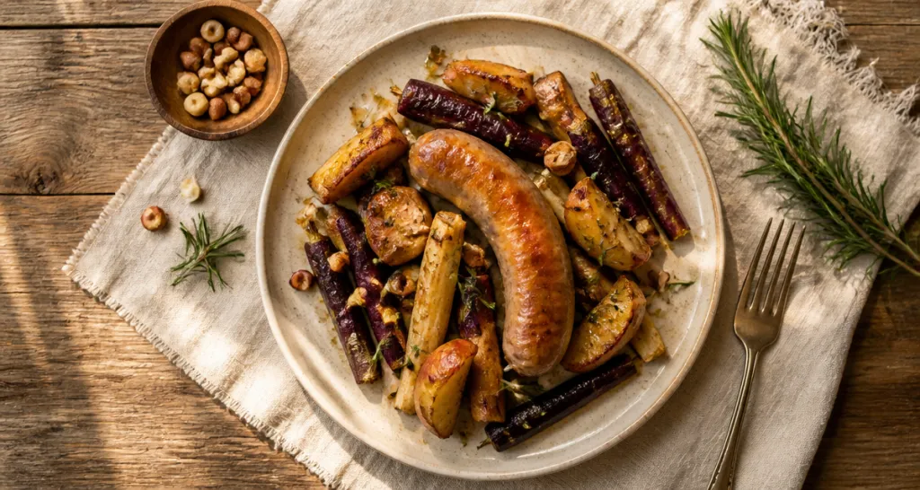 accompagnement boudin blanc avec légumes et pommes