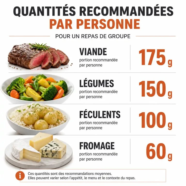 Infographie des quantités recommandées pour un repas pour 30 personnes