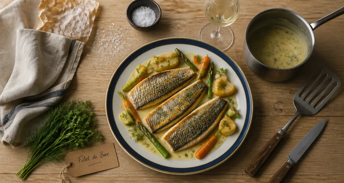 La cuisine de fabrice : filet de bar poêlé, légumes de saison, beurre blanc
