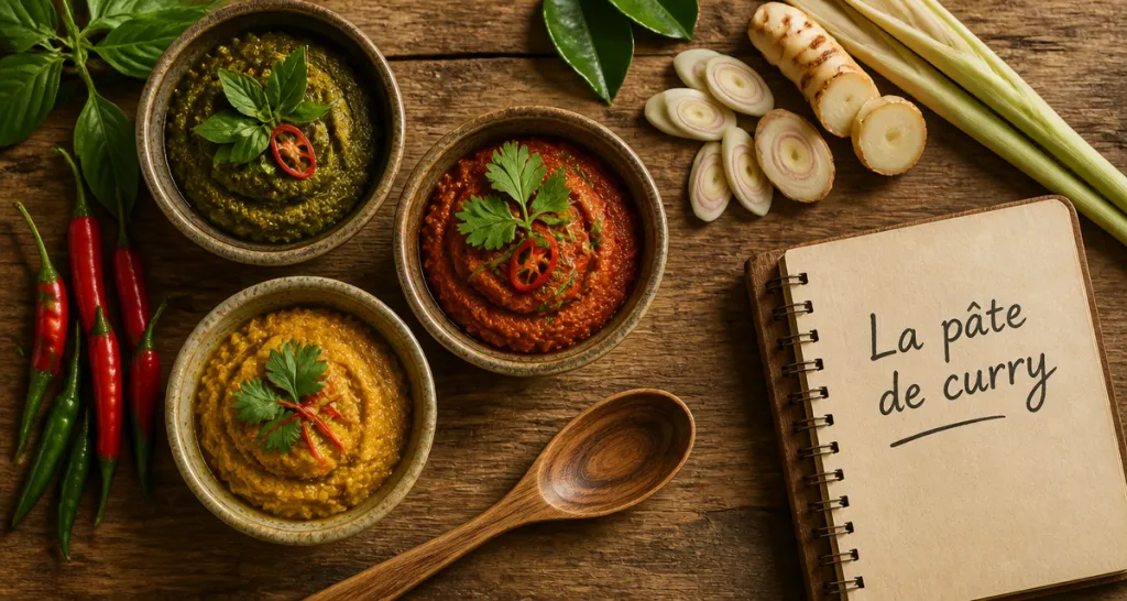 recette avec pate de curry verte rouge jaune