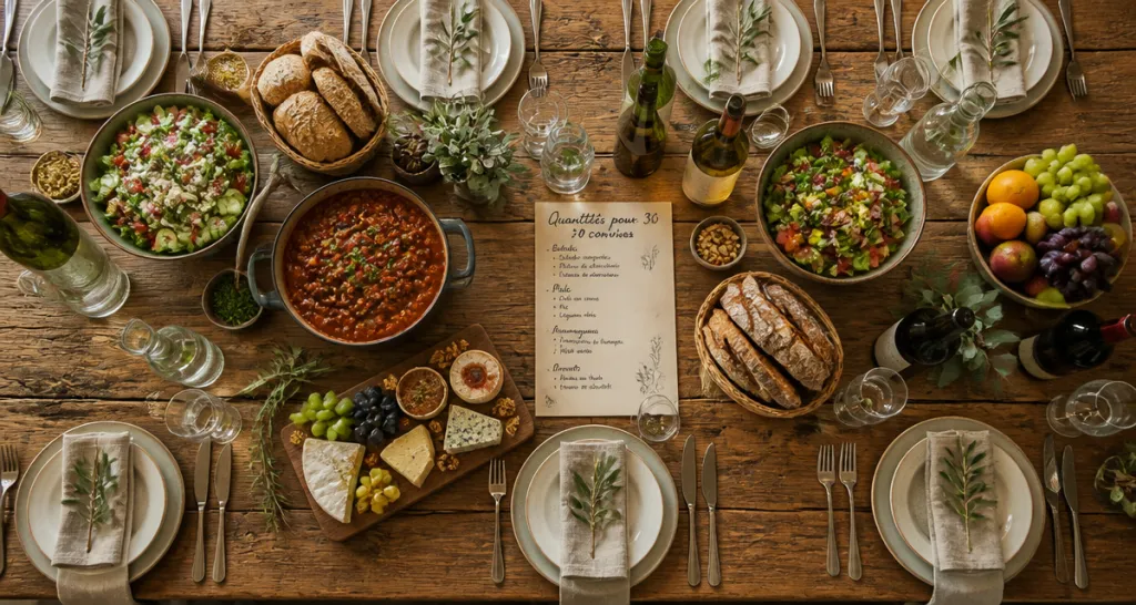 repas pour 30 personnes table dressée