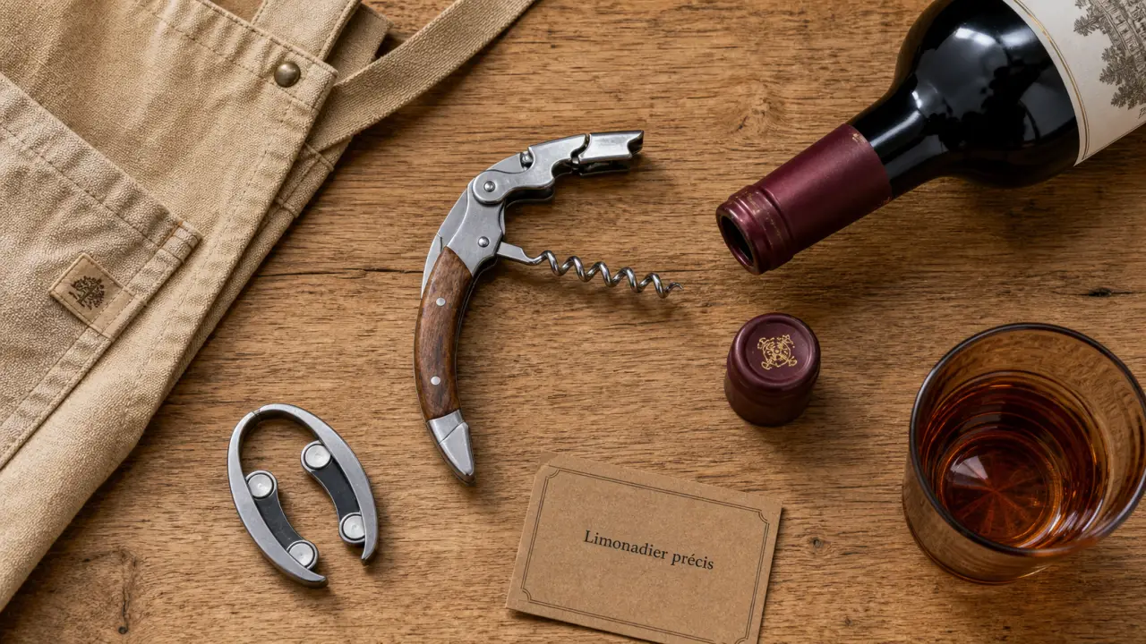 Tir bouchon sommelier en métal brossé pour ouverture de vin