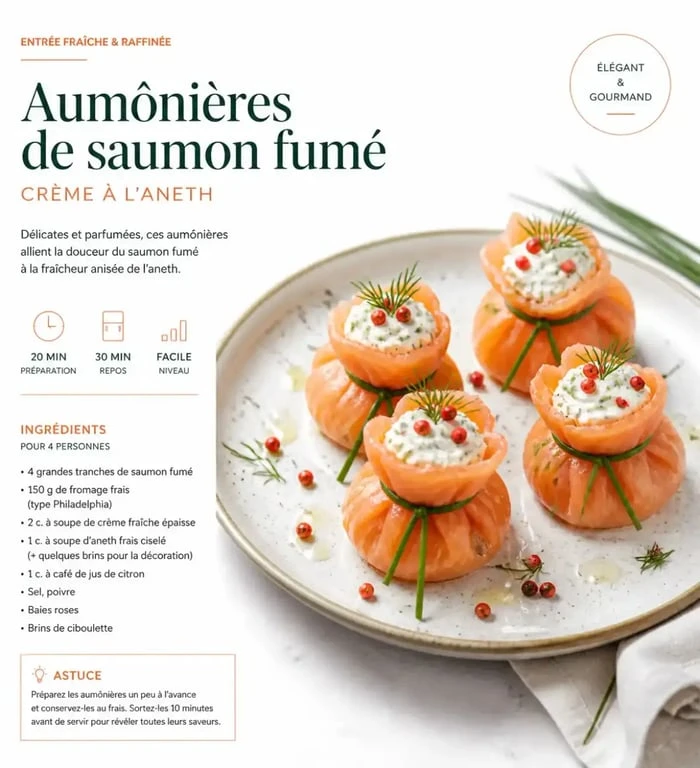 Aumônières de saumon fumé, une entrée facile et chic pour vos invités